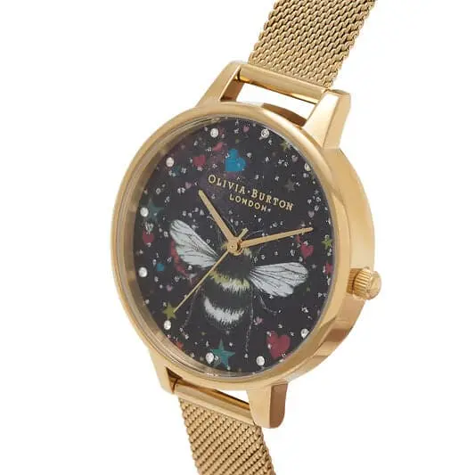 Olivia Burton Ob16wg85 Bee Demi Night Garden Gold Tone Mesh Strap Women's Watch 2