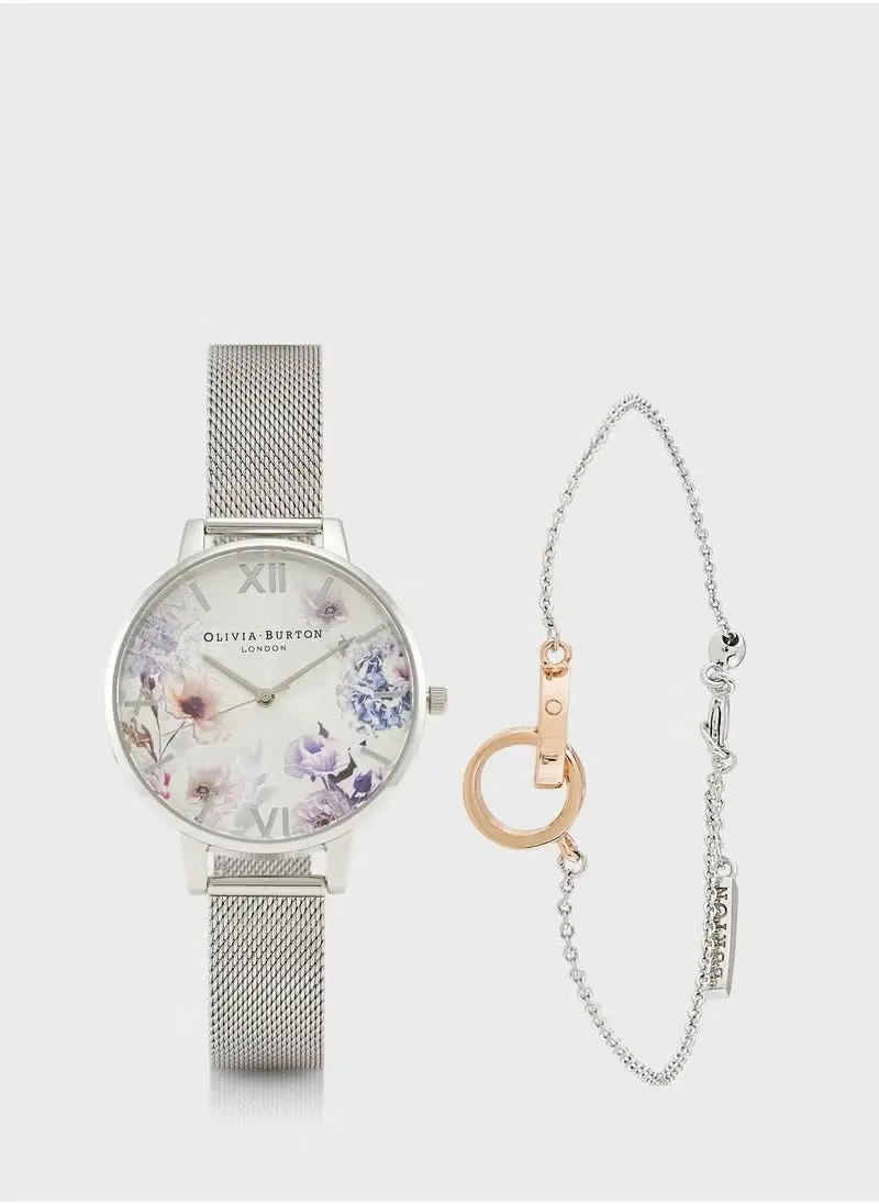 Olivia Burton Obgset145 Sunlight Floral Silver Steel Watch 1