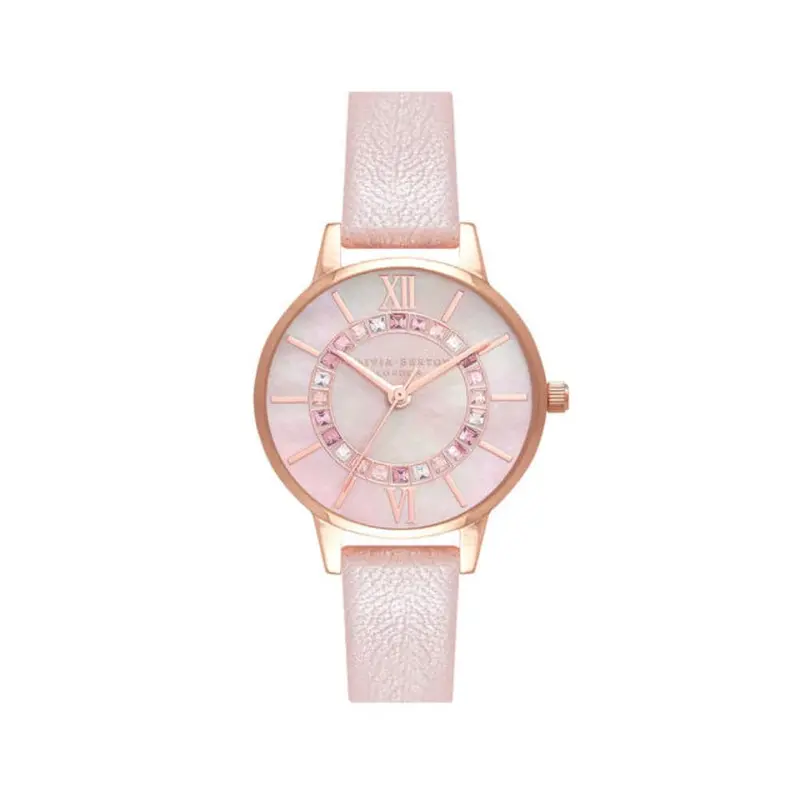 Olivia Burton Obgset150 Pearl Pink Leather Women's Watch 1
