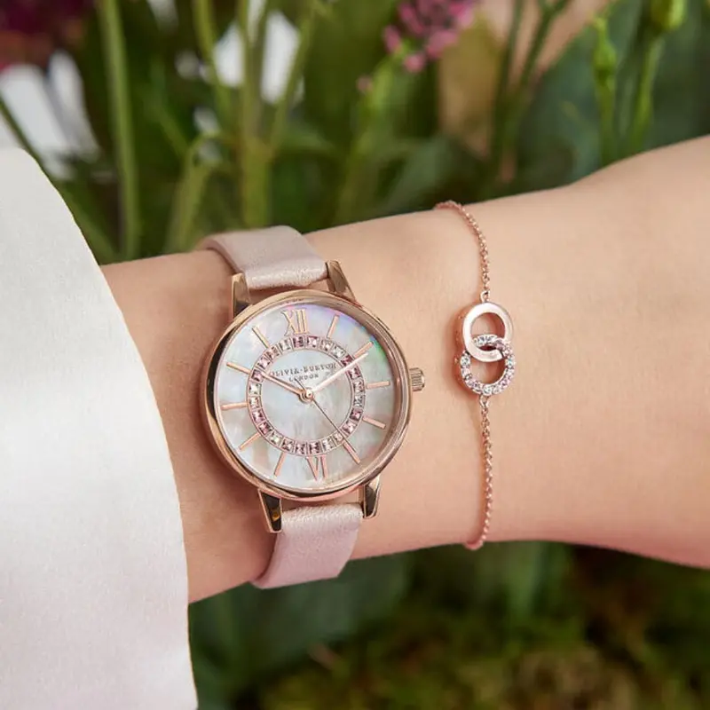 Olivia Burton Obgset150 Pearl Pink Leather Women's Watch 2