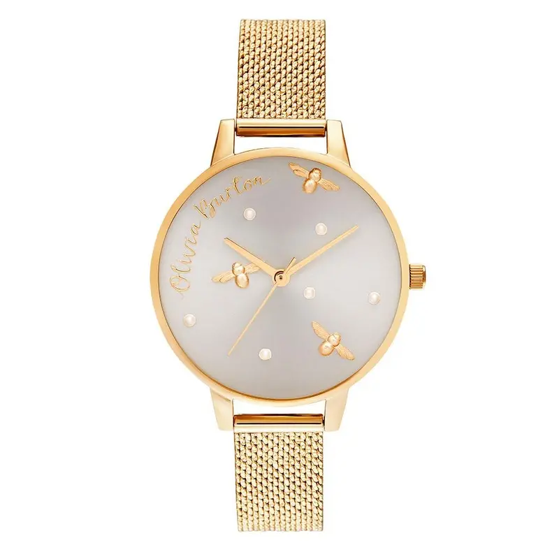 Olivia Burton Pearly Queen Gold Mesh Watch Ob16pq06 1