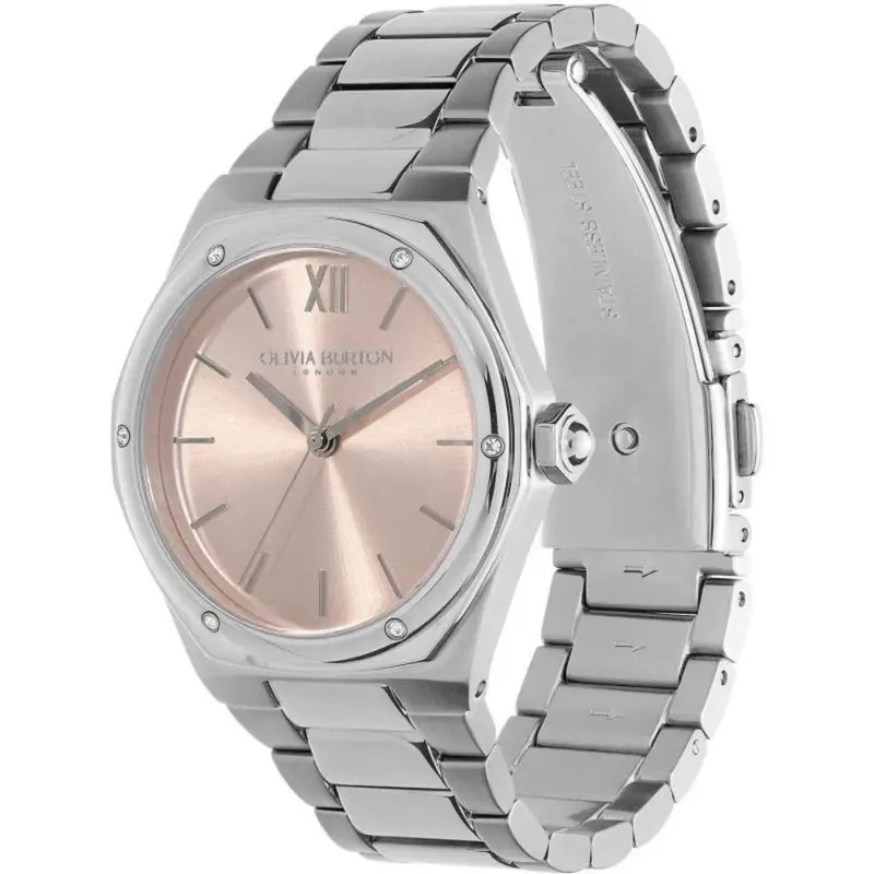 Olivia Burton Pink Dial Silver Stainless Steel Strap Women Watch 24000071 2