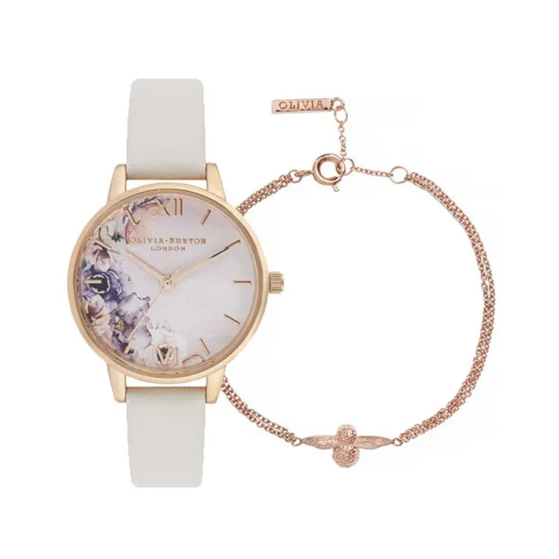 Olivia Burton Pink & Floral Dial Dial Blush Leather Women's Watch Ob16gset21 1