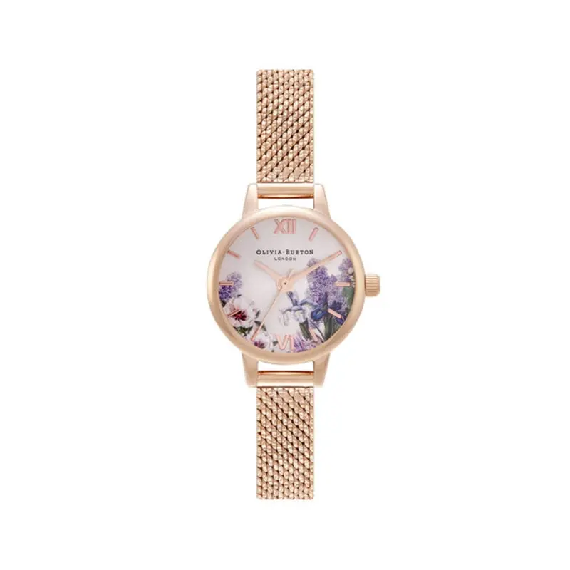 Olivia Burton Secret Garden Mini Dial Parma Rose Gold Mesh Women's Watch Ob16fs105 1