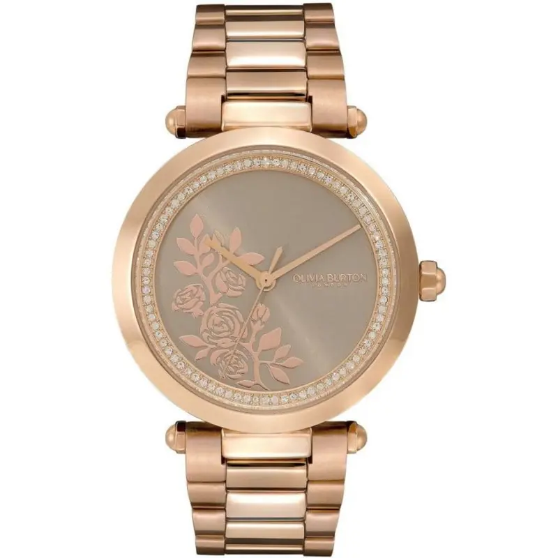 Olivia Burton Signature T-Bar Floral Rose Gold Stainless Steel Strap Women Watch 24000044 1