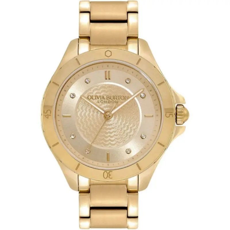 Olivia Burton Sports Luxe Guilloché Gold Stainless Steel Strap Women Watch 24000040 1