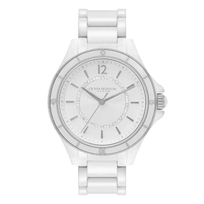Olivia Burton Sports Luxe White Dial Ceramic Strap Women Watch 24000037 1