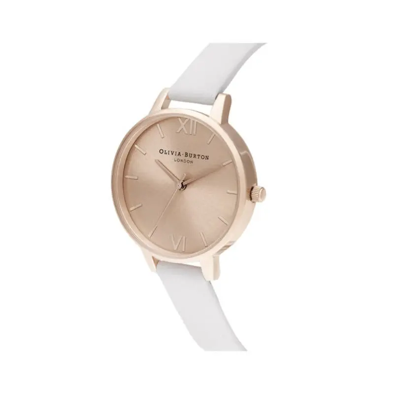 Olivia Burton Sunray Blush White Leather Strap Women Watch Ob16de08 2