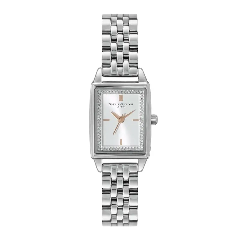 Olivia Burton Townhouse Rectangle White & Silver Bracelet Women Watch 24000012 1