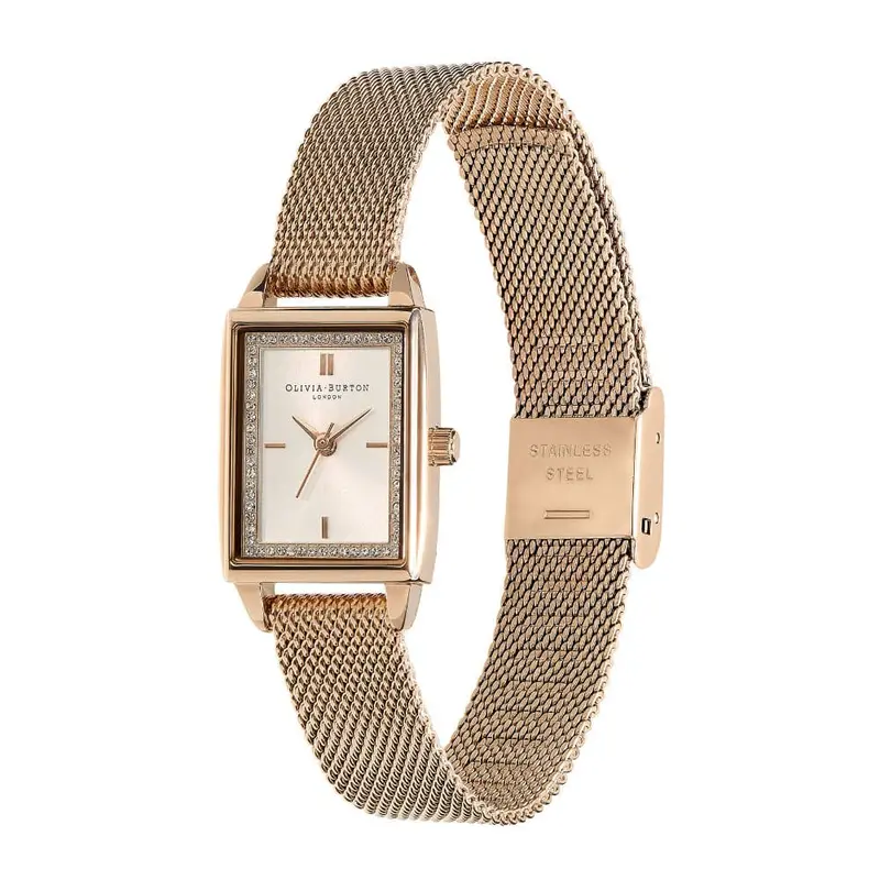 Olivia Burton Townhouse Rose Gold Stainless Steel Mesh Strap Women Watch 24000015 2
