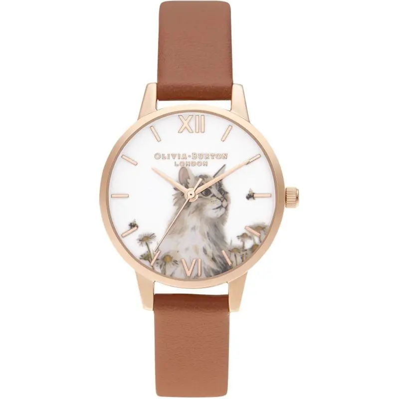 Olivia Burton Vegan Honey Tan & Rose Gold Illustrated Animals Watch Ob16wl87 1