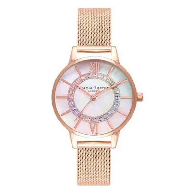 Olivia Burton Wonderland White Mother Of Pearl & Stone Ob16wd95 Women's Watch 1