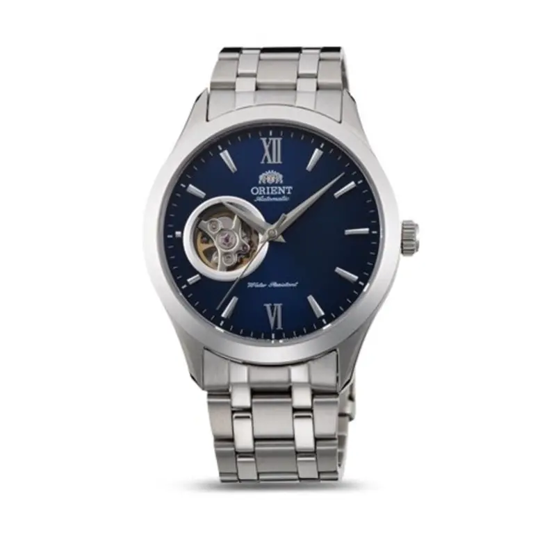 Orient Automatic  Blue Dial Open Heart Silver Stainless  Steel Braclet Men’S Watch Sag03001d0 1