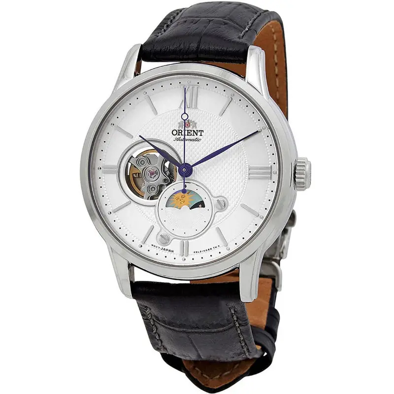 Orient Automatic White Dial Black Leather Strap Men Watch Ra-As0011s10b 1