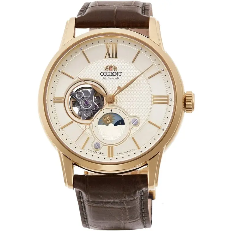 Orient Automatic White Dial Brown Leather Strap Men Watch Ra-As0010s10b 1
