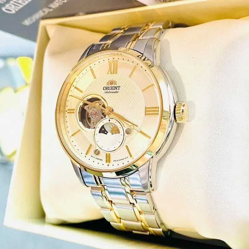 Orient Automatic White Dial Two-Tone Stainless Steel Strap Men Watch Ra-As0007s10b 2