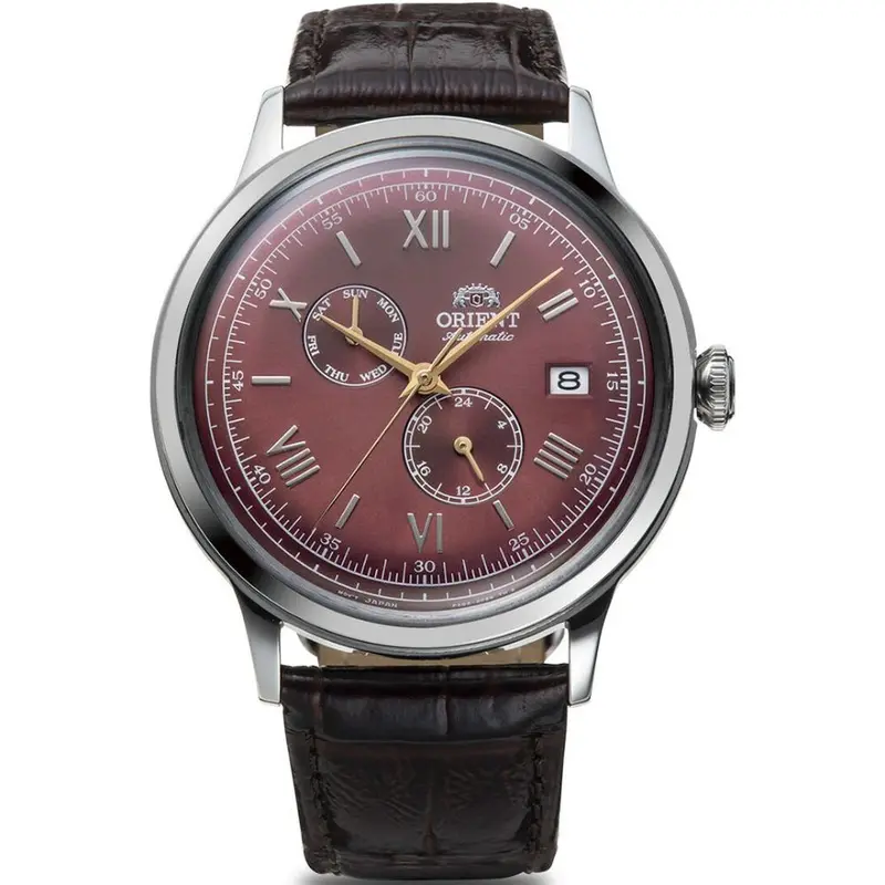 Orient Bambino Automatic Gmt Brown Leather Strap Men’S Watch Ra-Ak0705r30b 1