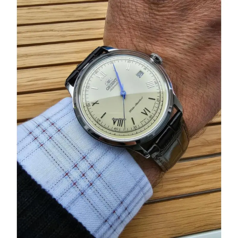 Orient Bambino Tac00009n0 Champagne Dial Leather Watch 2