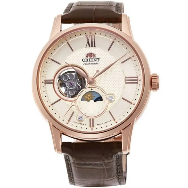Orient Brown Leather Strap Men Watch Ra-As0009s10b 1