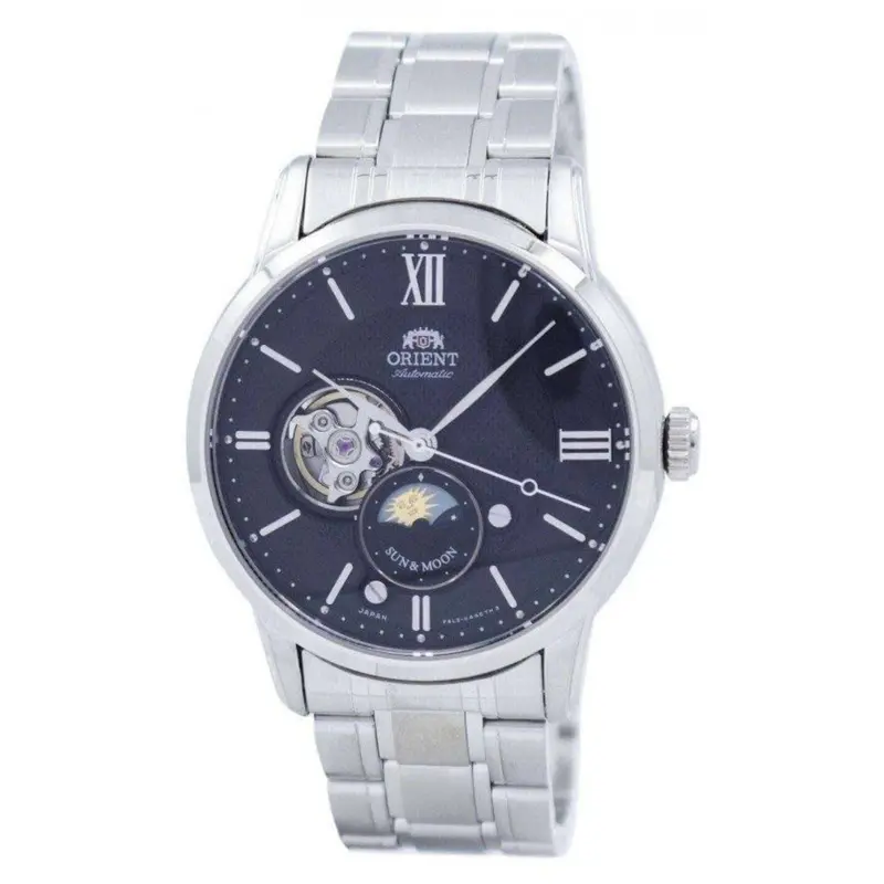Orient Classic Su N And Moon Automatic Silver Stainless Steel Bracelet Men’S Watch Ra-As0002b00b 1