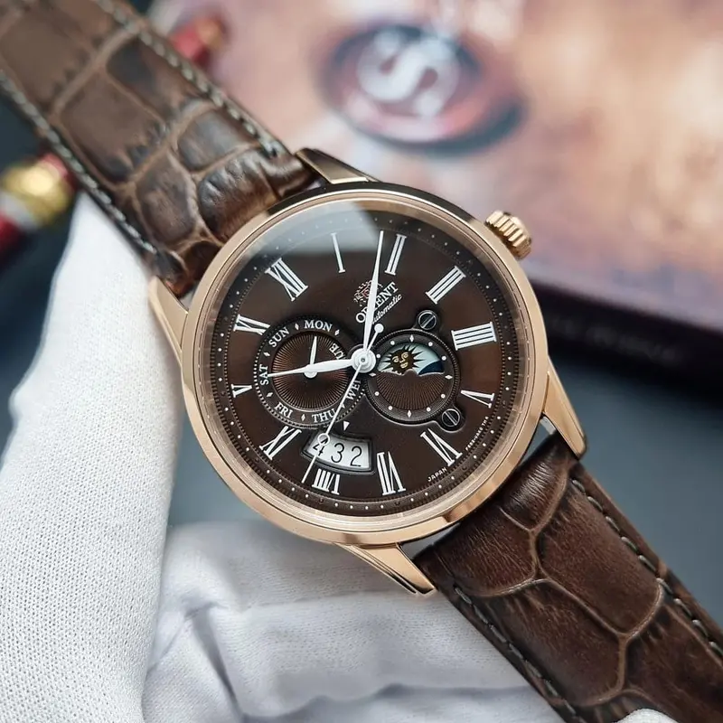 Orient Classic Sun & Moon Brown Dial Automatic Men's Watch Ra-Ak0009t10b 1