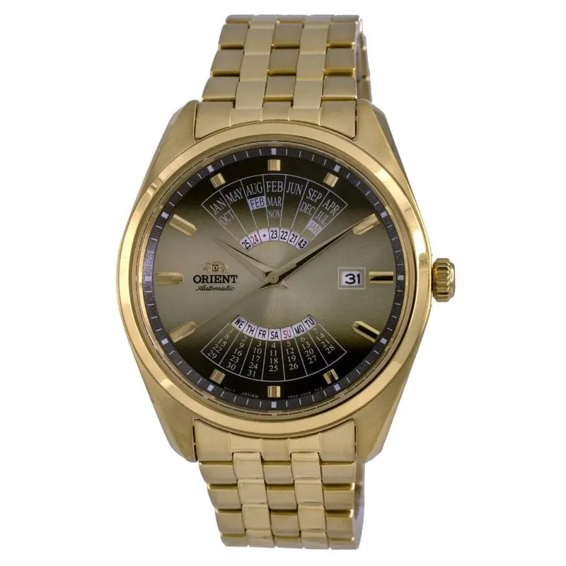 Orient Contemporary Multi Year Calendar Gold Stainless Steel Strap Men Watch Ra-Ba0001g10b 1