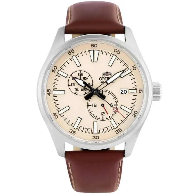 Orient Defender Beige Dial Brown Leather Strap Men Watch Ra-Ak0405y10b 1