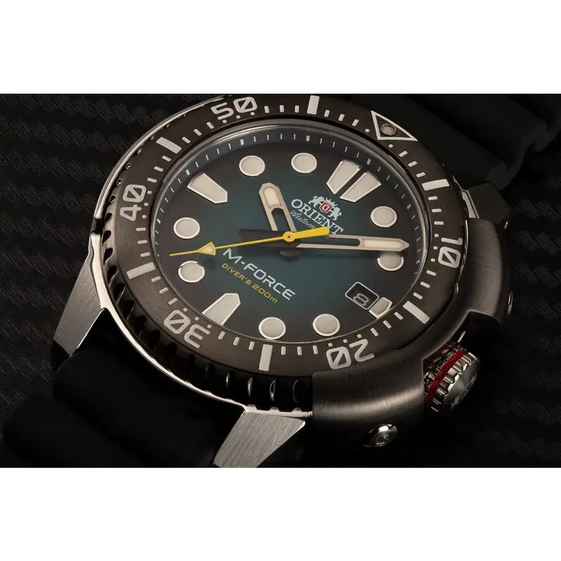 Orient M-Force Ra-Ac0l04l00b Green Dial Black Rubber Strap Men's Watch 2