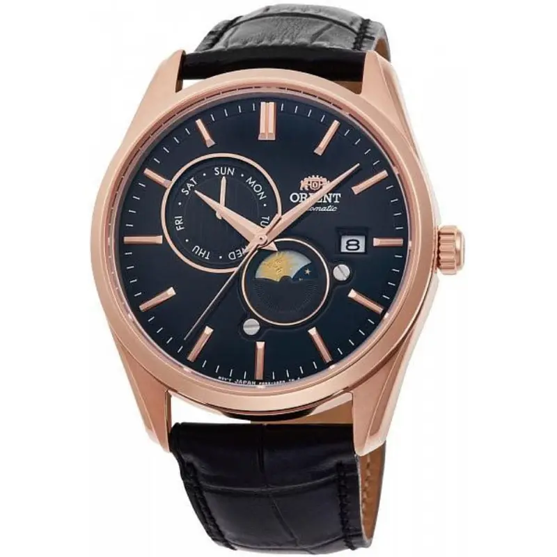 Orient Moon Phase Ra-Ak0309b00c Black Leather Men Watch 1