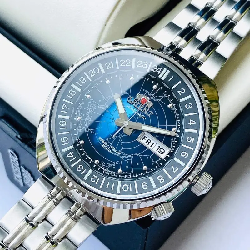 Orient Ra-Aa0e03l09c Blue Dial World Map Men Watch 2