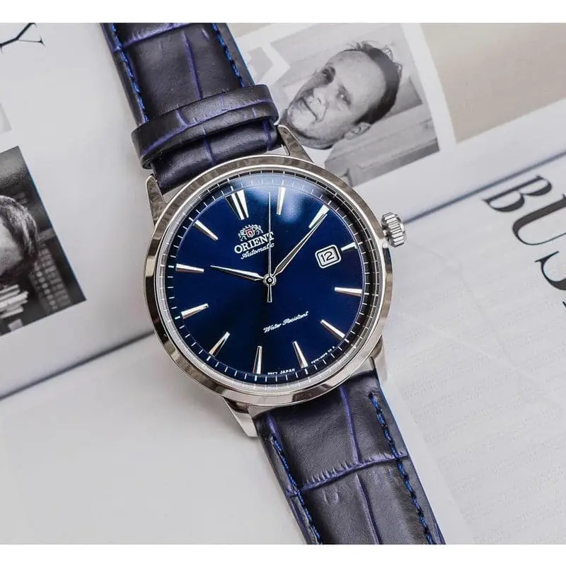 Orient Ra-Ac0f06l10b Blue Leather Men's Watch 2