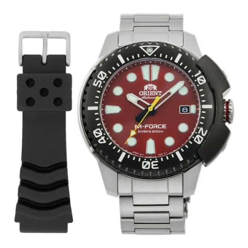 Orient Ra-Ac0l02r00b Red Dial With Silver Stainless Steel Men's Watch 2