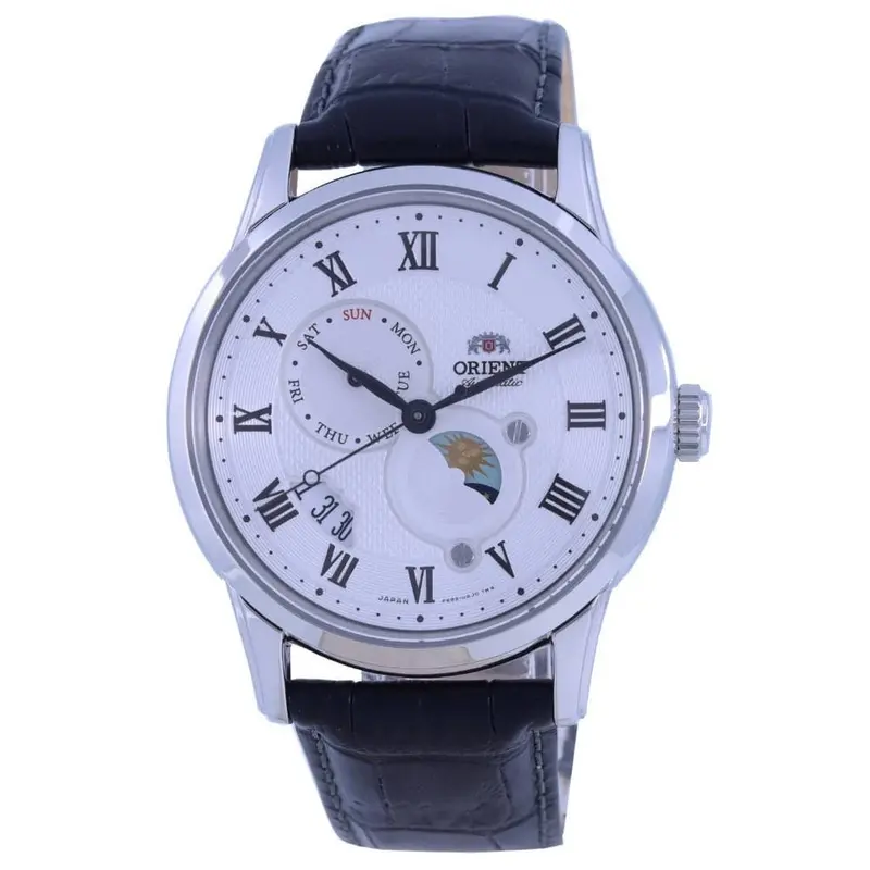 Orient Ra-Ak0008s00c Moon & Sun Black Leather Men's Watch 1