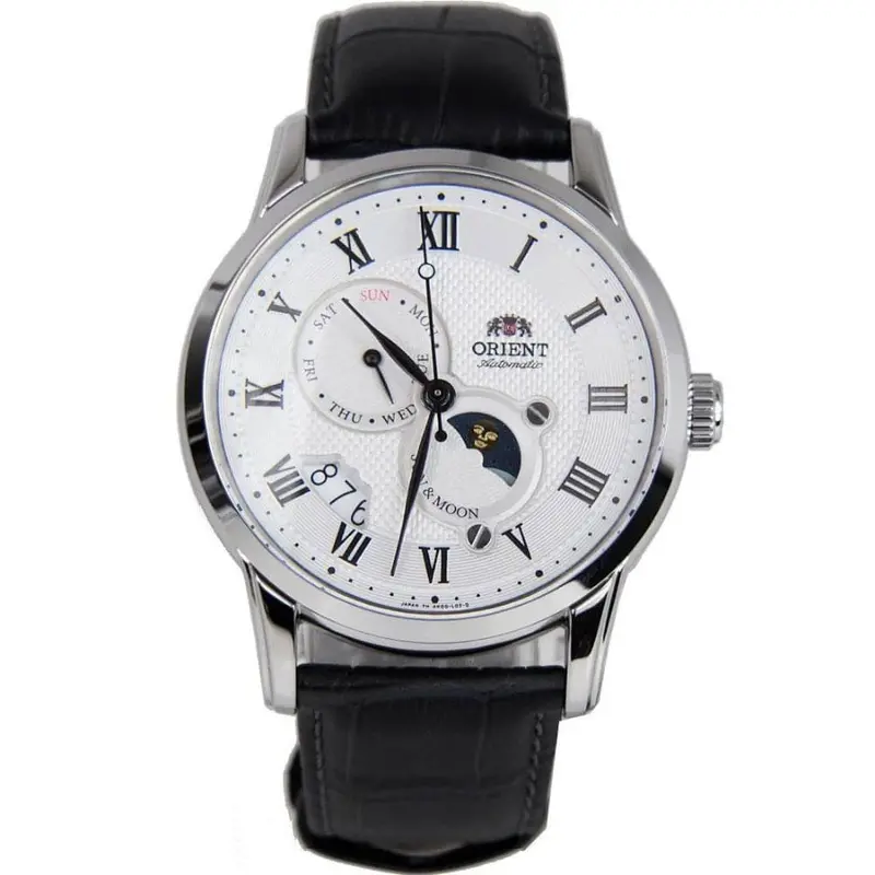 Orient Sak00002s0 Moon-Phase Black Leather Men Watch 1