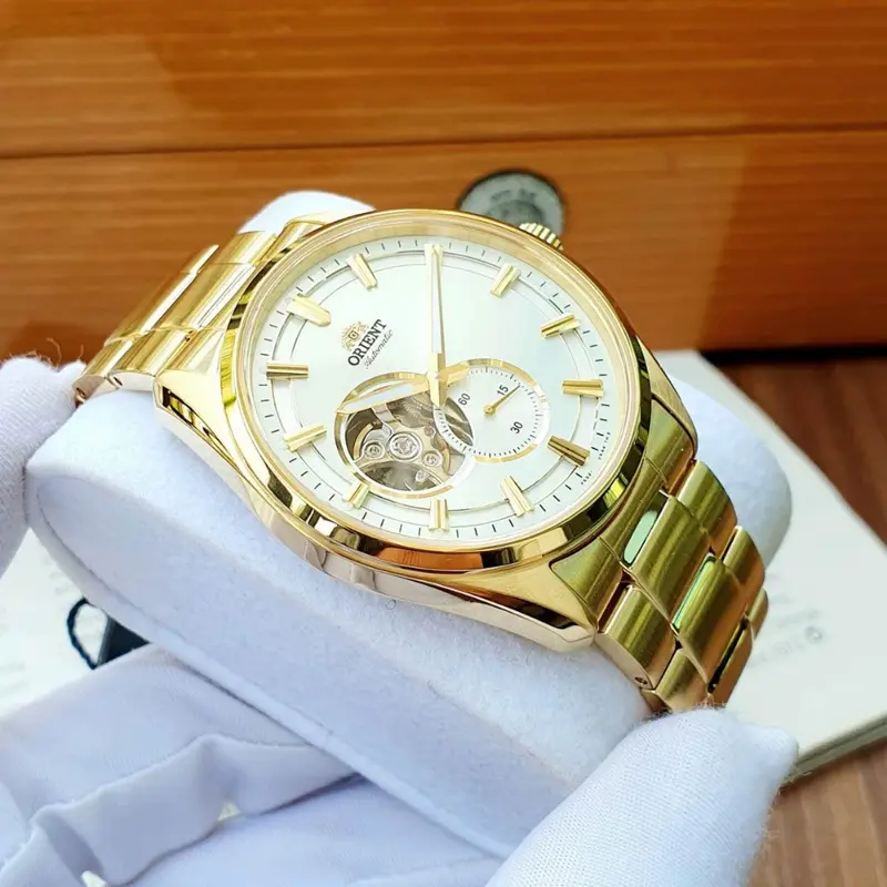 Orient Semi Skeleton Gold Stainless Steel Strap Men Watch Ra-Ar0007s10b 2