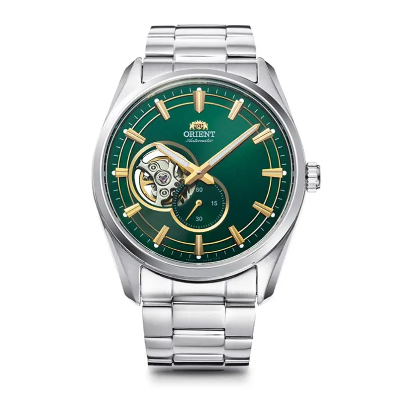 Orient Semi Skeleton Green Dial Stainless Steel Strap Men Watch Ra-Ar0008e10b 1