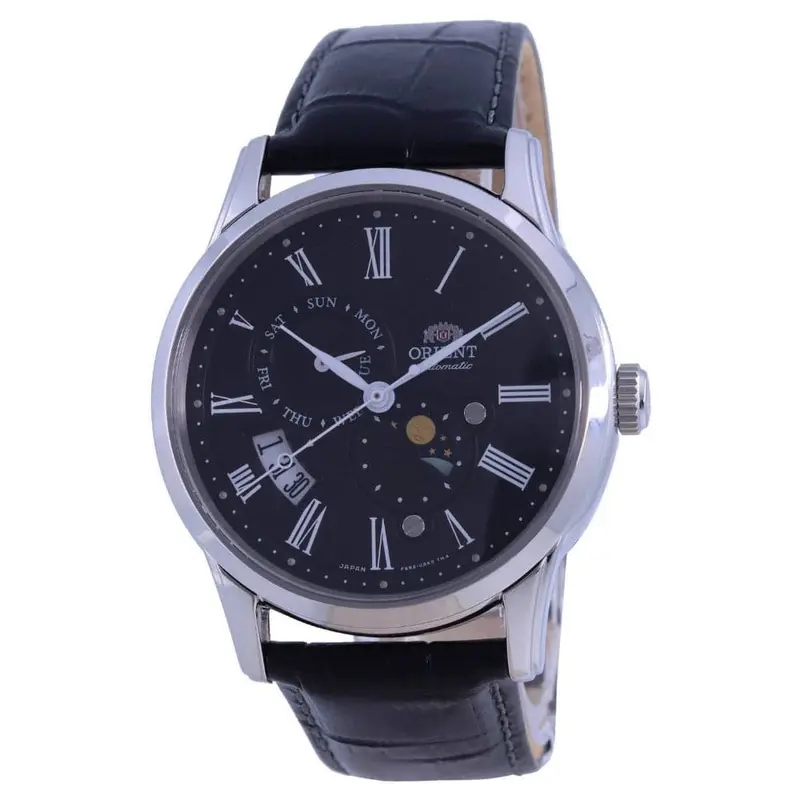 Orient Sun And Moon Black Leather Men Watch 1