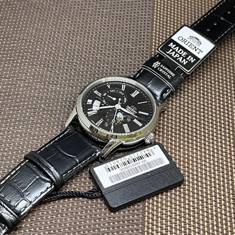 Orient Sun And Moon Black Leather Men Watch 2