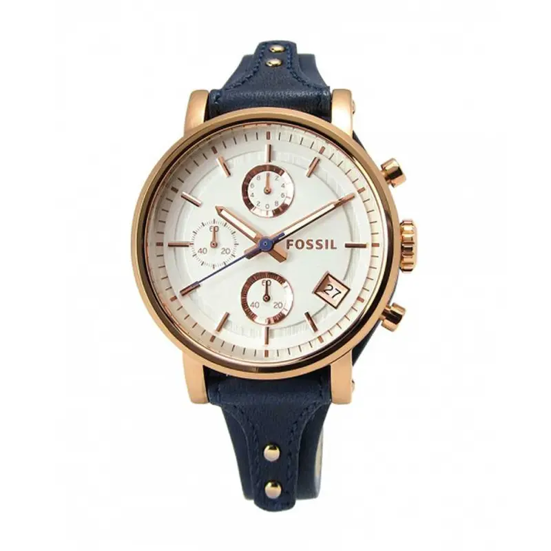 Original Boyfriend Chronograph Navy Leather Es3838 Men’S Watch 1
