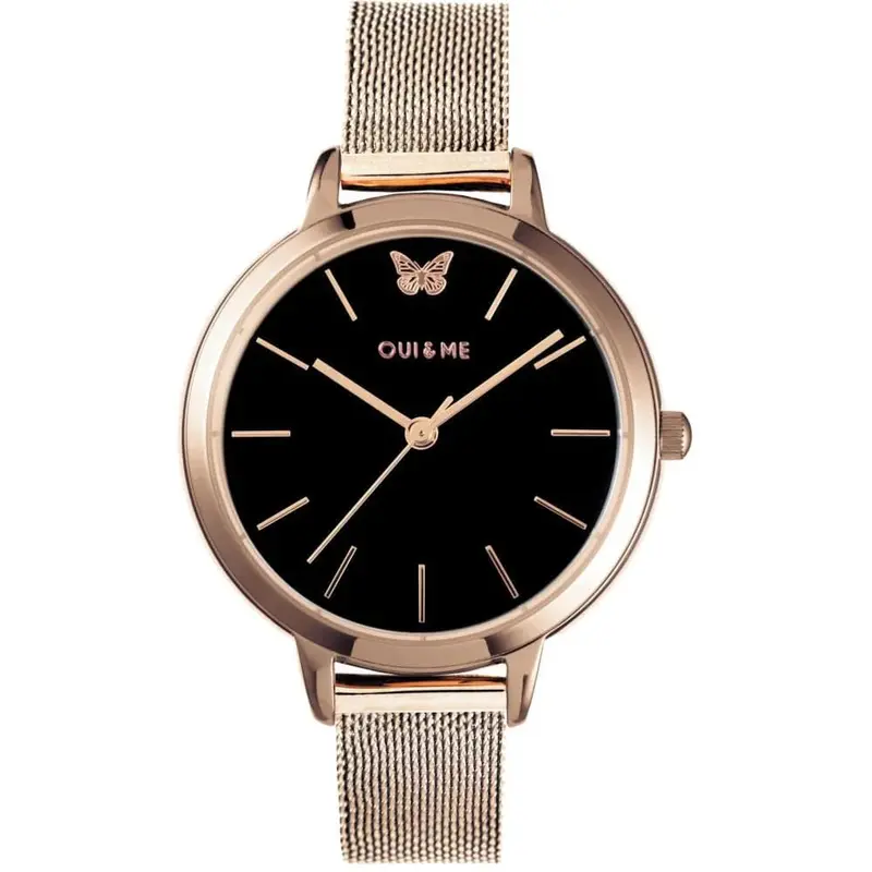 Oui & Me Amourette Black Dial Rose Gold Milanese Strap Women's Watch 1