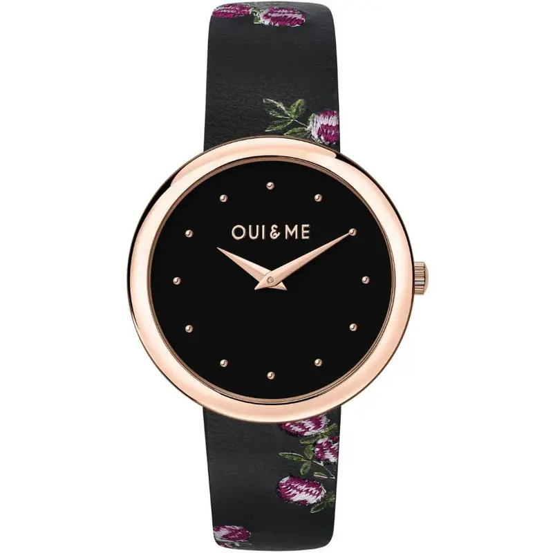 Oui & Me Black Dial Leather Strap Women Watch Me010326 1