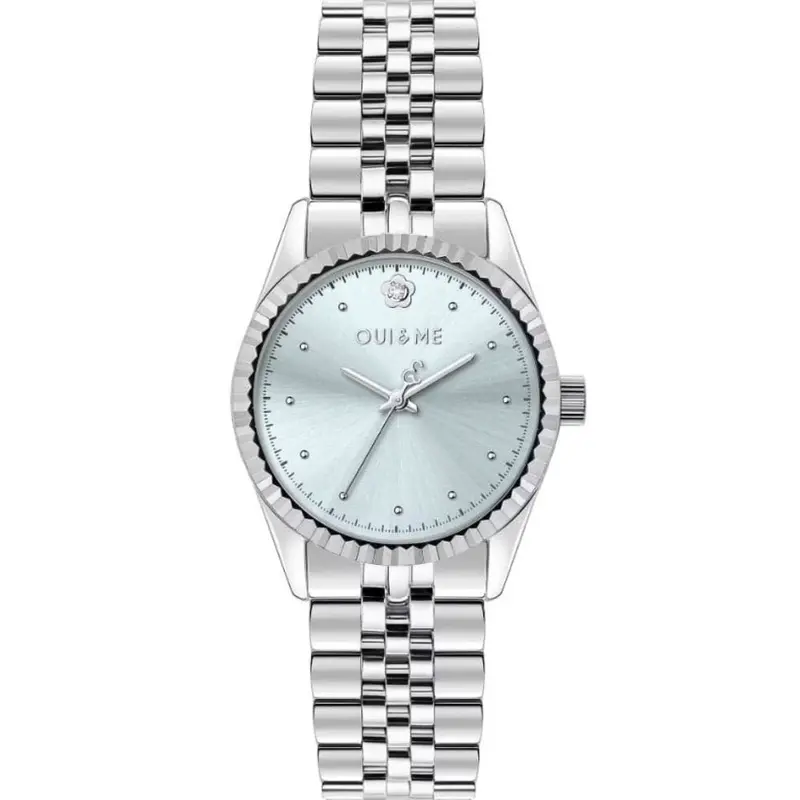 Oui & Me Blue Dial Silver Stainless Steel Strap Women Watch Me010281 1
