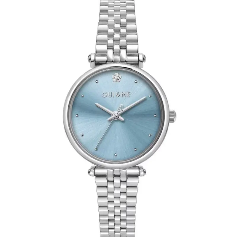 Oui & Me Blue Dial Silver Stainless Steel Strap Women Watch Me010293 1