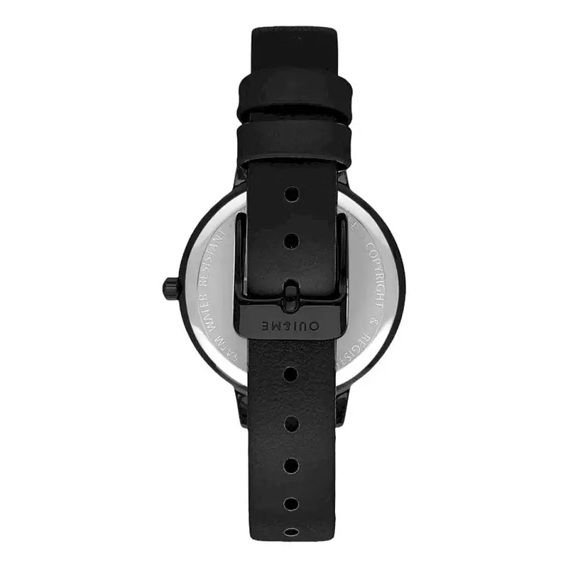 Oui & Me Floral Black Dial Leather Strap Women Watch Me010257 2