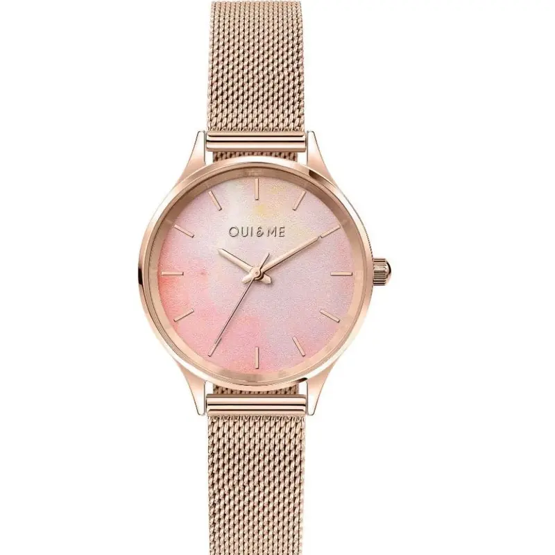 Oui & Me Pink Dial Rose Gold Stainless Steel Strap Women Watch Me010272 1