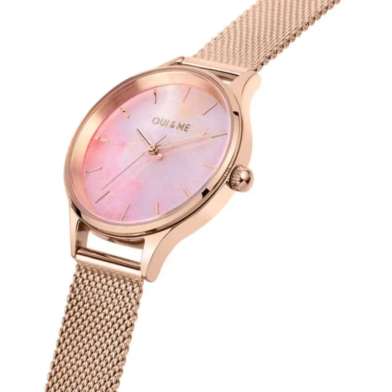 Oui & Me Pink Dial Rose Gold Stainless Steel Strap Women Watch Me010272 2