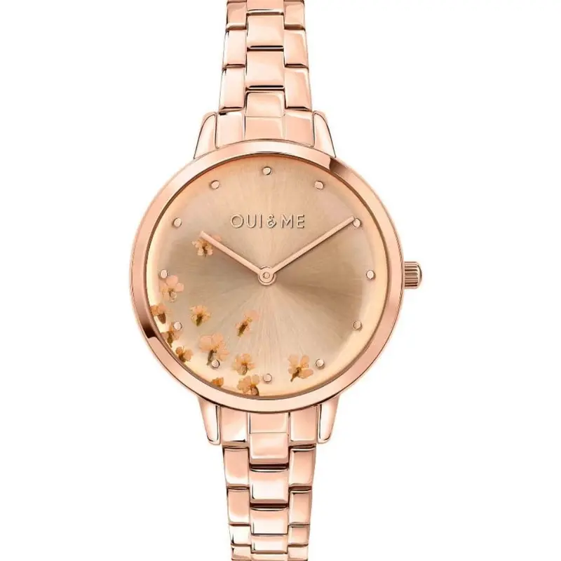 Oui & Me Rose Gold Dial Stainless Steel Strap Women Watch Me010370 1