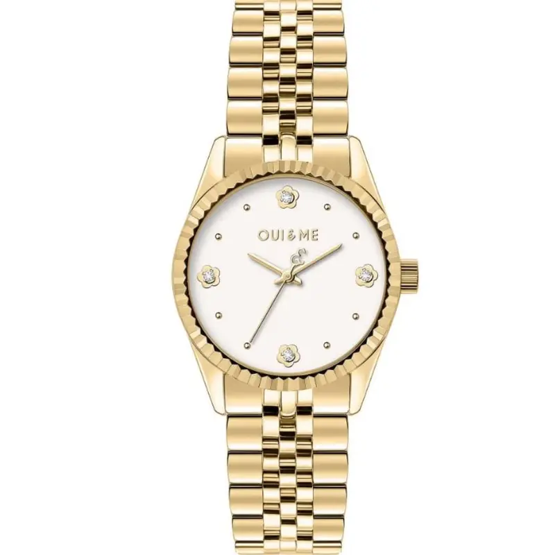 Oui & Me White Dial Gold Stainless Steel Strap Women Watch Me010277 1