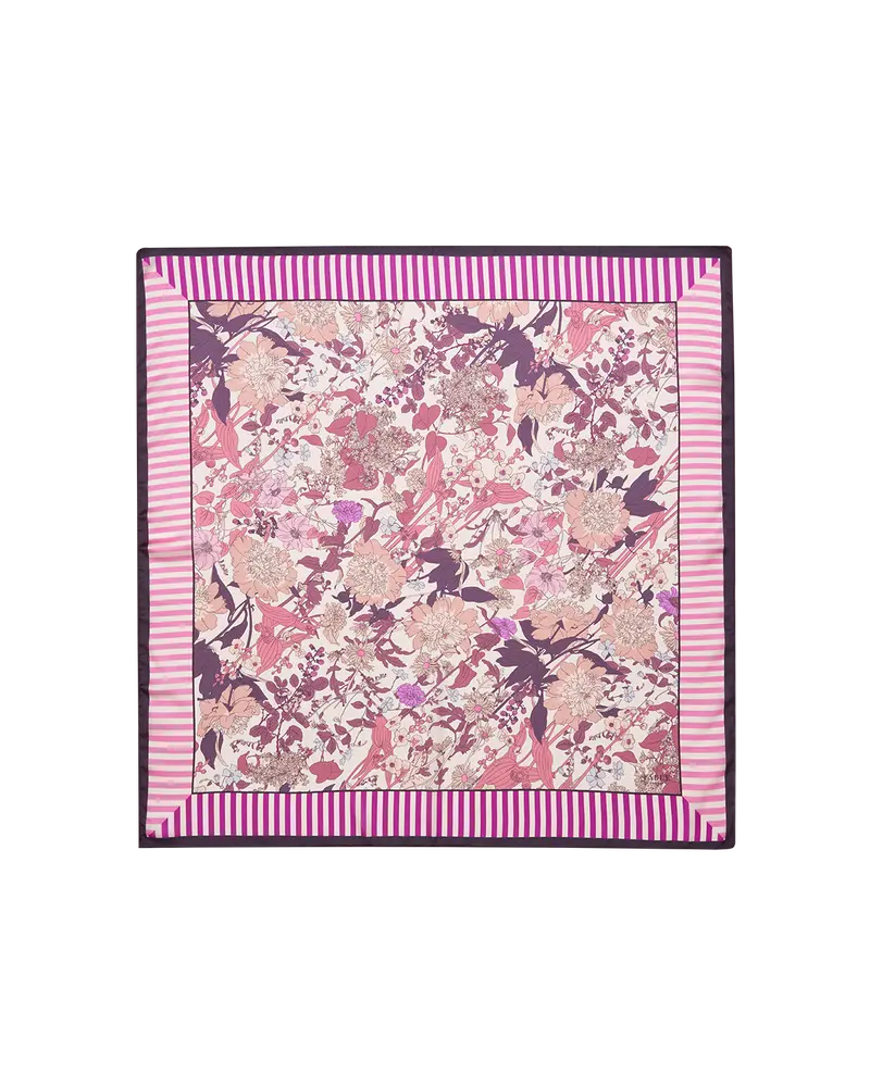 Pink Deco Blooms Candy Stripe Square Scarf 1