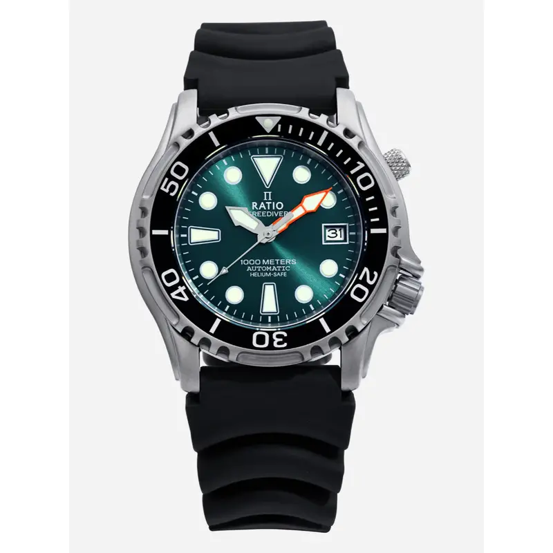 Ratio Free Diver Black Pu Strap Men's Watch 1066Ke20-33Va-Grn 1